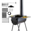 Hordozható fatüzelésű kemping kemence nagy kapacitású kültéri kályha BBQ funkcióval 