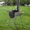 Hordozható fatüzelésű kemping kemence nagy kapacitású kültéri kályha BBQ funkcióval 