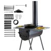 Hordozható fatüzelésű kemping kemence nagy kapacitású kültéri kályha BBQ funkcióval 