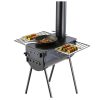 Hordozható fatüzelésű kemping kemence nagy kapacitású kültéri kályha BBQ funkcióval 