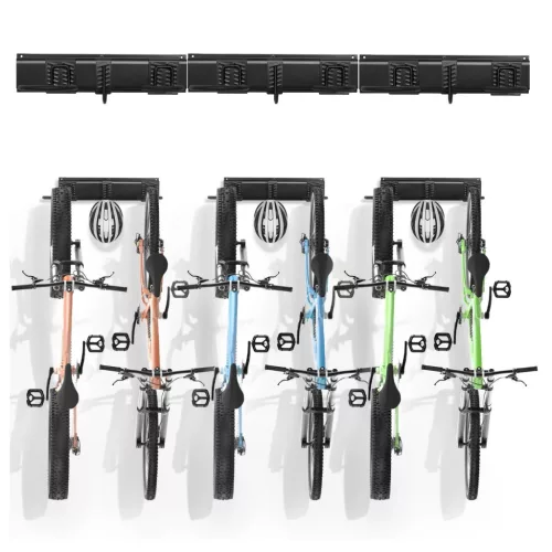 Falra szerelhető kerékpártartó 6 kerékpárhoz, 3 sisakhoz állítható acél fali biciklitartó 136 kg teherbírással