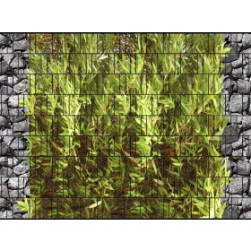   Táblás kerítésbe fűzhető Bambusz kövek között kép 250x180 cm 19 cm-es szalagból műanyag belátásgátló szélfogó