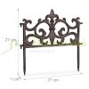 Garden decor fence 27x27x1 cm cast iron decorative fence panel brown flower bed border cut-off bed border