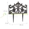 Garden decor fence 37x36x2 cm cast iron decorative fence panel brown flower bed edging cut-off bed edging