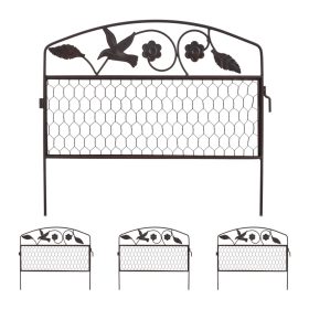   4 db Kerti dekor kerítés 41x48 cm fém egymásba fűzhető kerítéspanel barna