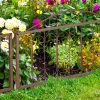 Metal garden decor fence 46x57 cm brown fence panel decorative flower bed border cut-off bed border