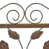 Metal garden decor fence 47x57 cm brown fence panel leafy flower bed edging cut-off bed edging