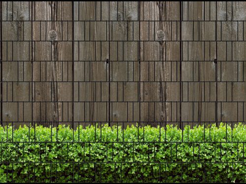 Wooden wall and boxwood picture 250x180 cm made of 19 cm tape that can be attached to a board fence, plastic anti-view windbreak