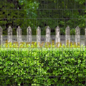   Táblás kerítésbe fűzhető fa kerítés és buxus kép 250x180 cm 19 cm-es szalagból műanyag belátásgátló szélfogó