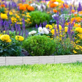   Kerti dekor kerítés 22x26 cm műanyag kőhatású kerítéspanel fehér virágyágyás szegély leszúrható ágyásszegély