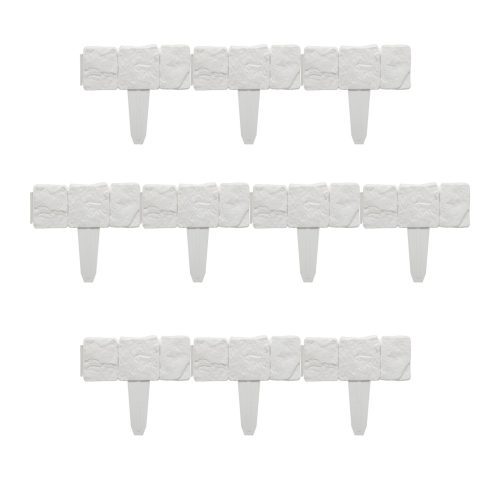 Garden decor fence 23x25 cm plastic stone-effect fence panel white flower bed border cut-off bed border