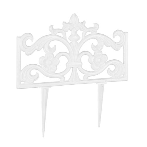 Garden decor fence 37x36x2 cm cast iron decorative fence panel white flower bed border cut-off bed border