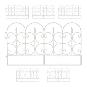   Kerti dekor kerítés 39x66x0,7 cm műanyag díszes kerítéspanel fehér virágyágyás szegély leszúrható ágyásszegély