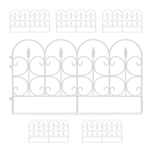 Garden decor fence 39x66x0.7 cm plastic decorative fence panel white flower bed border cut-off bed border