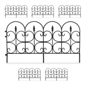   Kerti dekor kerítés 39x66x0,7 cm műanyag díszes kerítéspanel fekete virágyágyás szegély leszúrható ágyásszegély