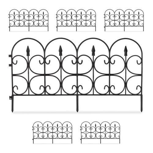 Garden decor fence 39x66x0.7 cm plastic decorative fence panel black flower bed border cut-off bed border