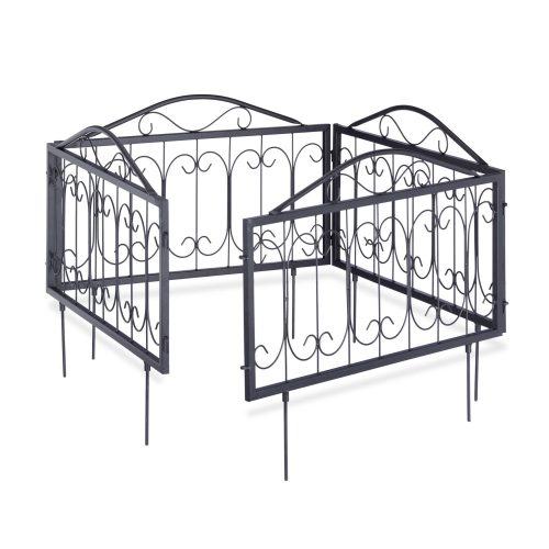 Metal garden decor fence 47x56.5x1.5 cm decorative fence panel black flower bed border cut-off bed border