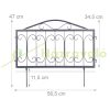Fém kerti dekor kerítés 47x56,5x1,5 cm díszes kerítéspanel fekete virágyágyás szegély leszúrható
