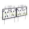 Garden decor fence 47x56.5x1.5 cm metal decorative fence panel black flower bed border cut-off bed border