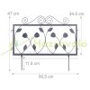 Kerti dekor kerítés 47x56,5x1,5 cm fém díszes kerítéspanel fekete virágyágyás szegély leszúrható