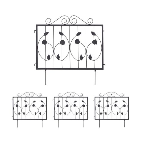 Garden decor fence 60x60 cm metal fence panel black decorative flower bed edging cut-off bed edging