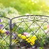 Garden decor fence 61x61 cm galvanized steel decorative fence panel black flower bed border cut-off bed border