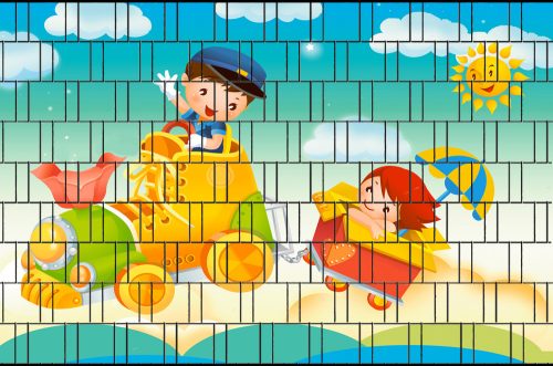 Board can be attached to the fence cartoon children's picture 250x180 cm fairy tale character made of 19 cm ribbon plastic anti-view wind deflector