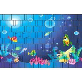   Táblás kerítésbe fűzhető halas gyerekkép 250x180 cm 19 cm-es szalagból műanyag belátásgátló szélfogó