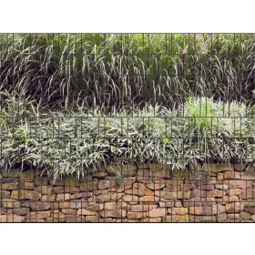   Táblás kerítésbe fűzhető kőfal kép 250x180 cm 19 cm-es szalagból műanyag belátásgátló szélfogó