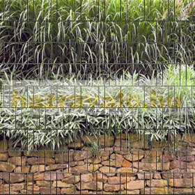   Táblás kerítésbe fűzhető kőfal kép 250x180 cm 19 cm-es szalagból műanyag belátásgátló szélfogó