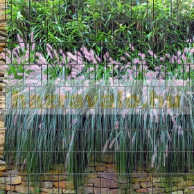   Táblás kerítésbe fűzhető növényes téglafal kép 250x180 cm 19 cm-es szalagból műanyag belátásgátló szélfogó
