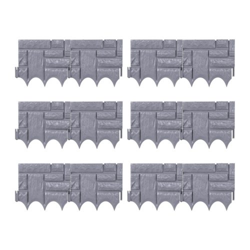 Garden decor fence 22x26 cm plastic stone-effect fence panel gray flower bed border cut-off bed border