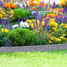   Kerti dekor kerítés 22x26 cm műanyag kőhatású kerítéspanel szürke virágyágyás szegély leszúrható ágyásszegély