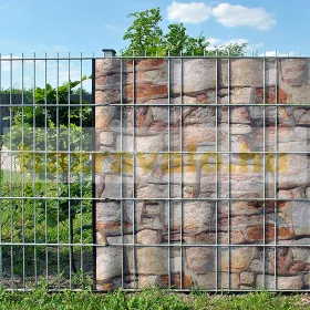   Táblás kerítésbe fűzhető terméskő szalag 26 m hosszú 19 cm magas műanyag belátásgátló szélfogó