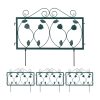 Fém kerti dekor kerítés 47x57 cm zöld kerítéspanel leveles virágyágyás szegély leszúrható