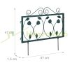 Metal garden decor fence 47x57 cm green fence panel leafy flower bed edging cut-off bed edging