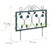 Fém kerti dekor kerítés 47x57 cm zöld kerítéspanel leveles virágyágyás szegély leszúrható