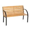 Garden bench board with backrest and wooden seat, outdoor 120 cm wide