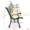 Garden bench with wrought iron lattice backrest and wooden seat with cast iron frame