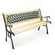 Garden bench with lattice backrest and wooden seat, wrought iron with iron frame, 122 cm wide