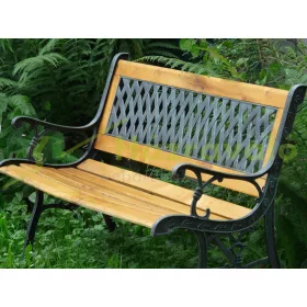 Kerti pad rácsos háttámlával 128 cm