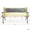 Garden bench with lattice backrest and wooden seat, wrought iron with iron frame, 122 cm wide