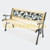 Cast iron garden bench with floral backrest and wooden seat with cast iron frame