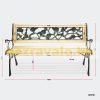 Cast iron garden bench with floral backrest and wooden seat with cast iron frame