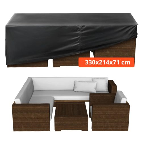 Kerti bútor takaró ponyva 330x214x71 cm vízálló 420D Oxford védőhuzat teraszbútorokhoz