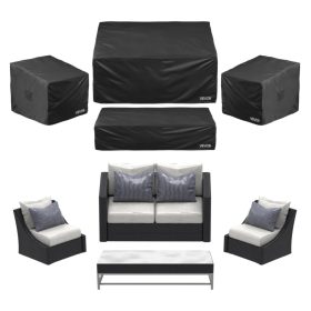   Kerti bútor takaró szett fekete 4 részes, vízálló, 420D Oxford védőhuzat teraszbútorokhoz