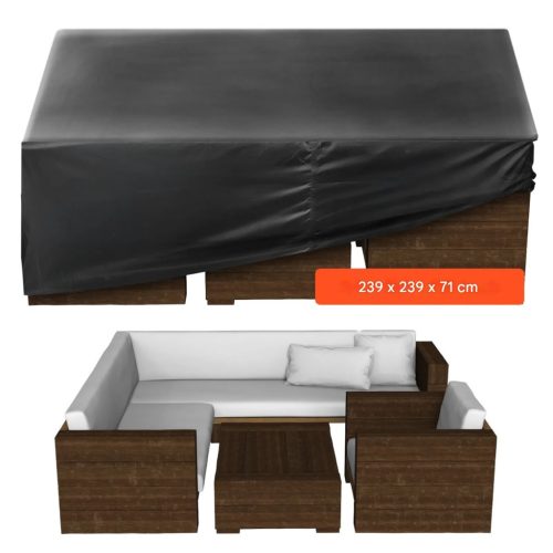 Kerti bútor takaró ponyva 239x239x71 cm vízálló 420D Oxford védőhuzat teraszbútorokhoz