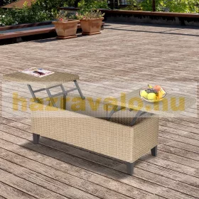   Kerti rattan dohányzóasztal kültéri kávézó asztal kihúzható 103x50x45,5 cm