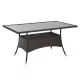 Polirattan kerti étkezőasztal biztonsági üveglappal 150x85x74 cm barna-fekete