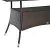 Polirattan kerti étkezőasztal biztonsági üveglappal 150x85x74 cm barna-fekete